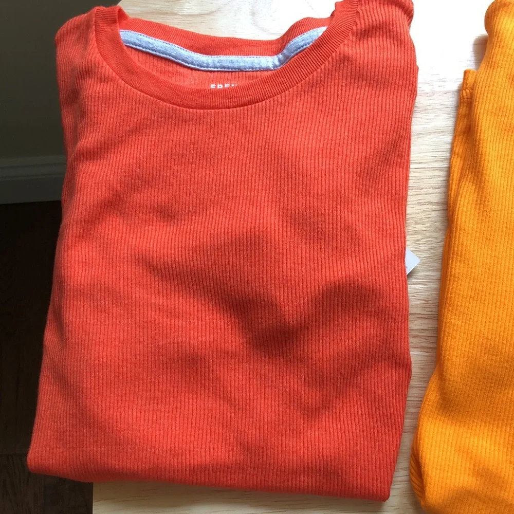 NEW NWT 2 FRENCH TOAST crew neck ribbed tee shirts in orange size 10 / 12
